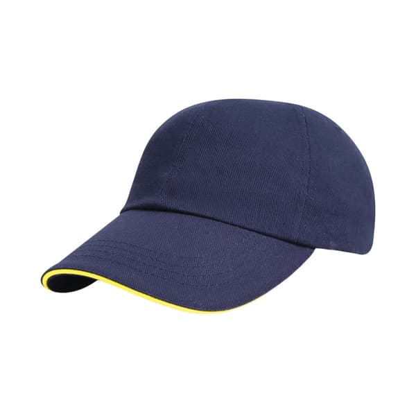 Result Headwear Baseballkeps med sandwichskärm i borstad bomull Navy/Yellow One Size