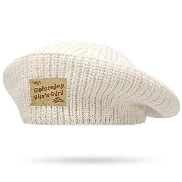 GOLOVEJOY Bomuld strikket Vinter Warm Beanie Elastisk Strikket Basker hue - Beige