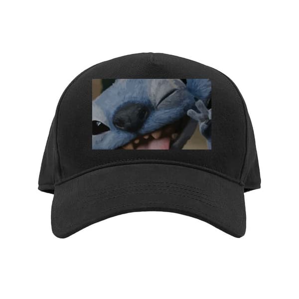 Barn-Keps | Justerbar Keps för Barn Stitch Söt Alien – Blå Fav Svart Vuxen