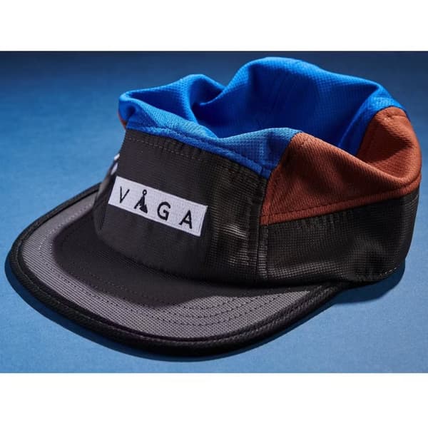 VÅGA CLUB CAP BLACK / BROWN / BLUE, löparkeps, funktionskeps