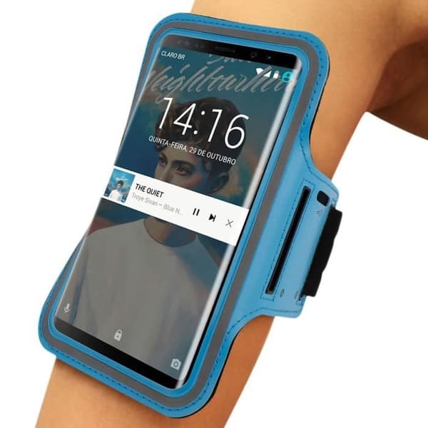 Sport Armband Smartphone regntätt fodral Window Touch Turkos