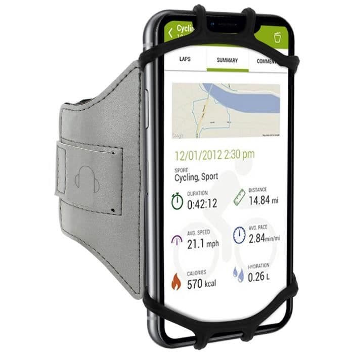 Sportarmband Smartphone 4 till 6 tum Vridbart 180° Elastiskt stöd Grå