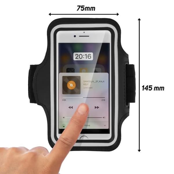 Smartphone Sport Armband 5,2" Touch Surface Neopren Kardborreband - Svart