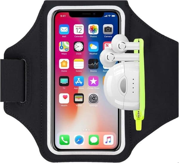 Sportarmband med hörlursficka, sportarmband för iPhone 14 13 12 11 Pro Max XR XS