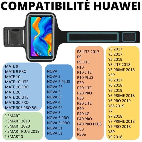 Sportarmband Blå kompatibel med Huawei P50-P40-P30-P SMART-Y8P-Y5P-NOVA-MATE 20 - Justerbart skydd för löpning SportGym Phonillico®