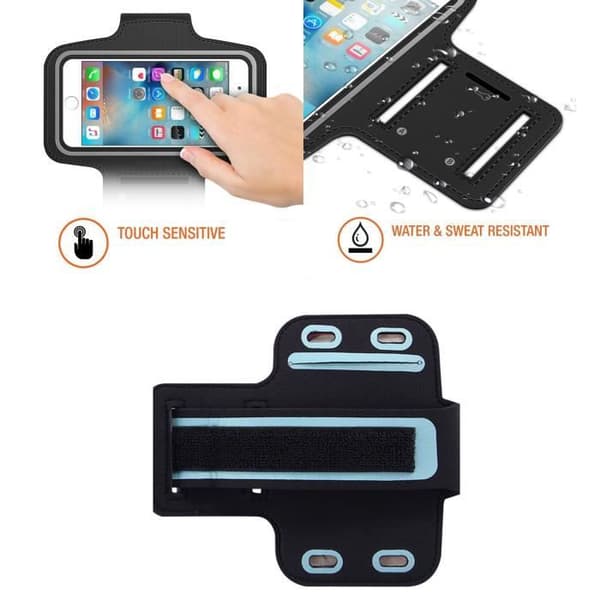 Sportarmband Blå kompatibel med Samsung A10-A20-A40-A41-S10-S20-S21 5G-S22 5G - Justerbart skydd för löpning, sport, gym Phonillico®