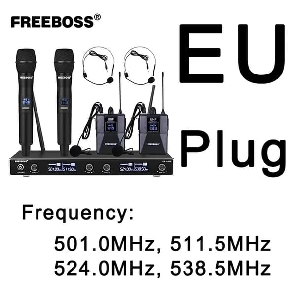 Karaoke trådlös mikrofon, UHF, 4 kanaler, EU Plug 501 538 H2