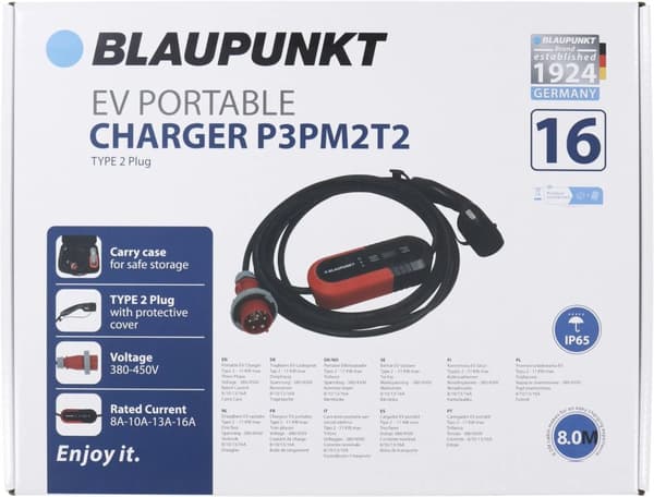 BLAUPUNKT P3PM2T2 Trefas bärbar elbilsladdare - 11 kW