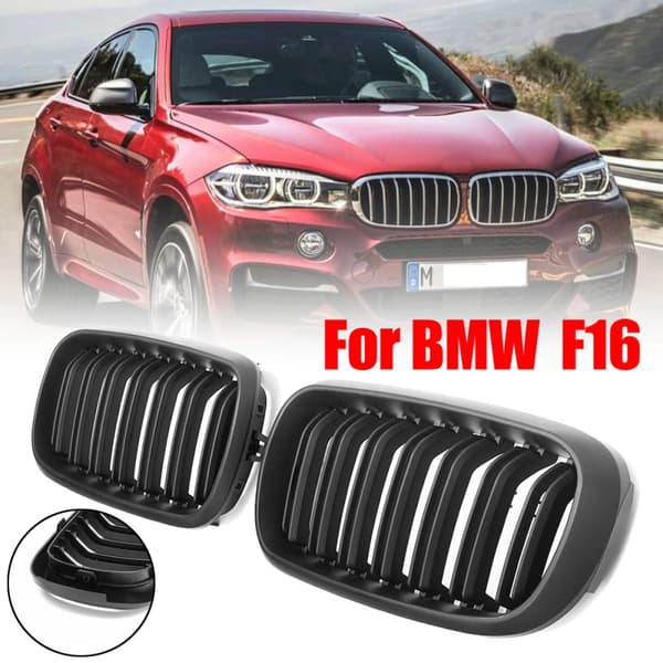 Pari uusi mattamusta kaksoislamelli etusäleikkö BMW F15/F16 X5 X6 2014-2017(Mattamusta)