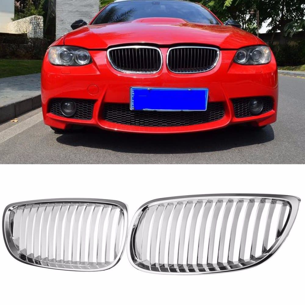 2st Chrome Kindey Sport främre stötfångarhuv Grillgaller för BMW E92 E93 M3 3DR 2-Dörrar 07-10 Nyhet