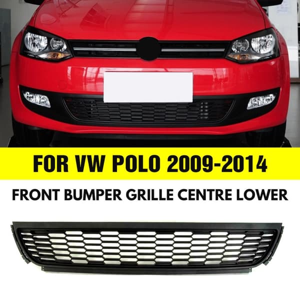 Etupuskurin alempi keskisäleikkö täysin musta VW Pololle 2009-2014 6R0853677A9B9
