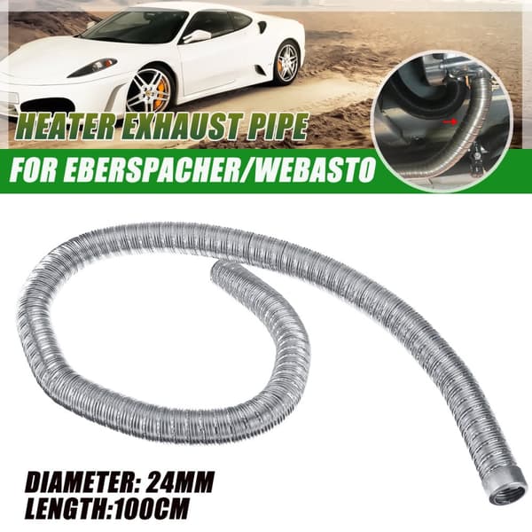 100 cm 24 mm rostfritt stål luftdiesel avgasrör med lock för Eberspacher Webasto värmare