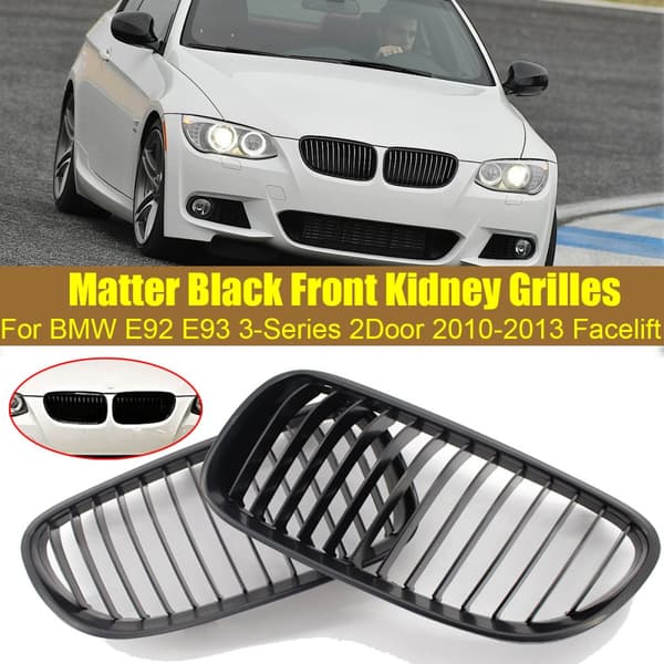 2 ST Mattsvarta främre njurgaller för BMW E92 E93 3-serie 2-dörrar 2010-2013(matte svart)