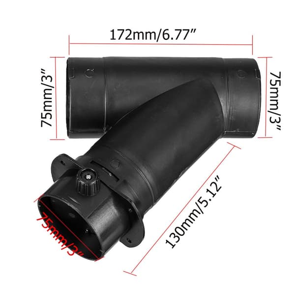 75 mm ilmanvaihtokanava Y -lähtöliitin