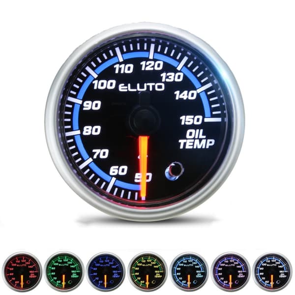 12V 2" 52mm 50-150°C Oljetemperaturmätare 7 färg LED Black Face Bilmätare med sensor(Oljetempmätare - Celsius)