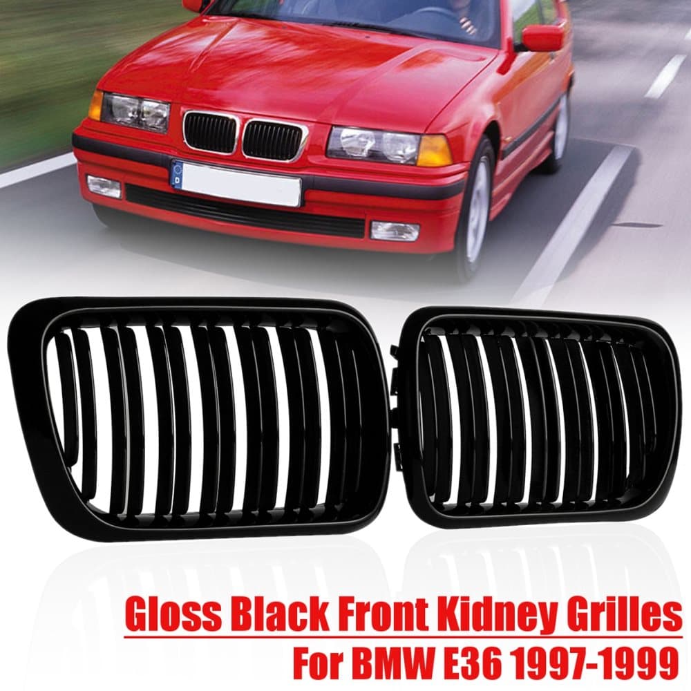 Par Gloss Black ABS Främre Njurgaller För BMW E36 1997-1999
