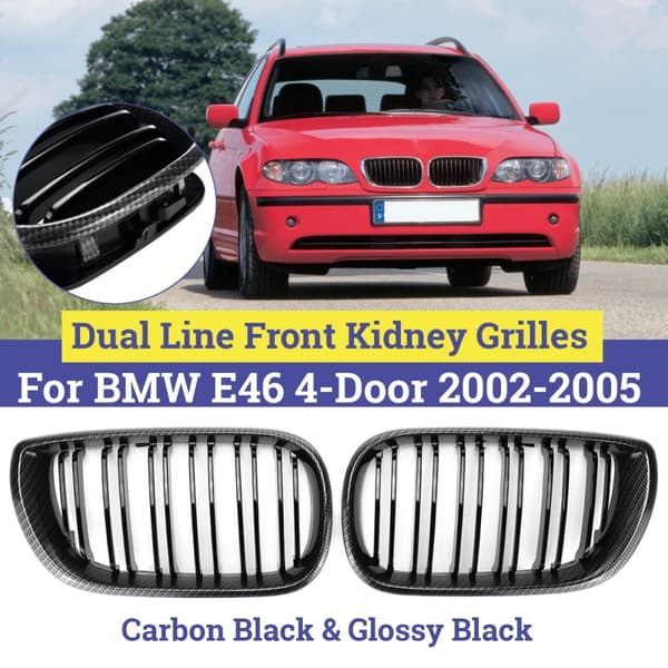 Par Carbon Black Dual Line forreste nyreritter til BMW E46 4-dørs 02-05