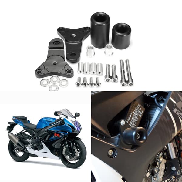 Svart No Cut Frame Protector Slider Kit för Suzuki GSXR GSX-R 600 750 2011-2016