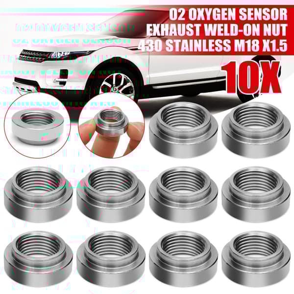 10x 430 rostfritt stål avgasrör Basmutter M18 x 1,5 Bung O2 syresensor(10 x basmutter)