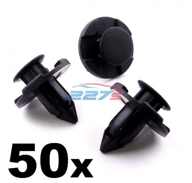 50x 8mm Bumper st�tf�ngare Clips- Plastic Trim Clips f�r Nissan Micra, Almera XTrail Juke...