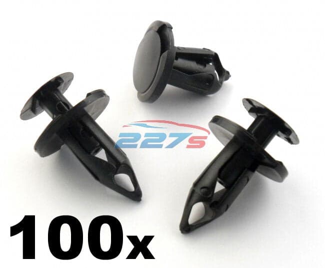 100x 8mm Long Black Trim Clips- Perfect f�r VW T4 & T5 Carpet & Van Linings