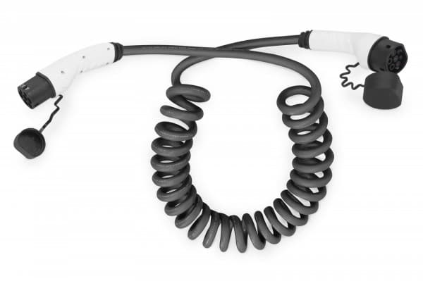 DIGITUS - Strömkabel - Type 2 hona till Type 2 hane - 7.5 m - spiral, enfas