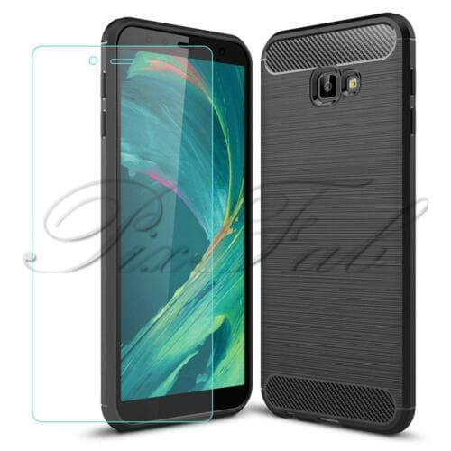 SAMSUNG Samsung Galaxy J4 Plus 2018 J4... Gel Phone Case Cover + Film tector (Black) Fibre