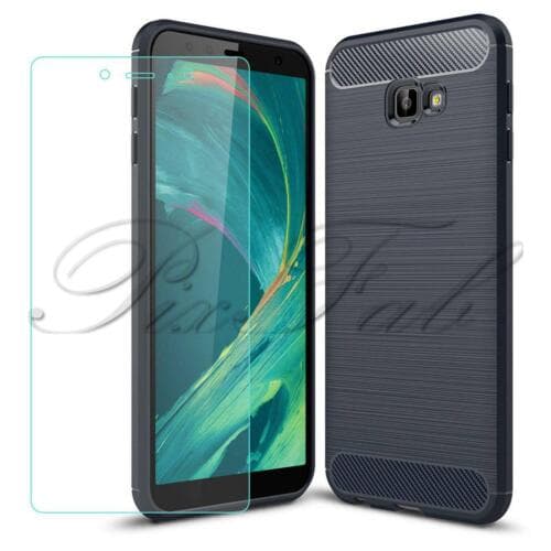 SAMSUNG Samsung Galaxy J4 Plus 2018 J4... Gel Phone Case Cover + Film tector (Blue) Fibre