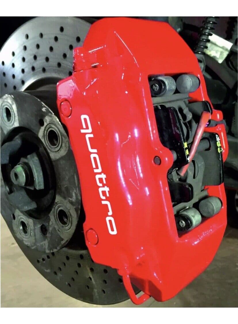 AUDI QUATTRO BRAKE CALIPER VINYL STICKERS/DECALS SET OF 6 - WHITE