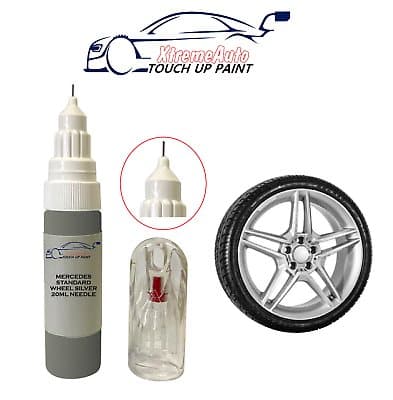MERCEDES STANDARD SILVER ALLOY WHEEL TOUCH UP PEN REPAIR PAINT BRUSH CURBING
