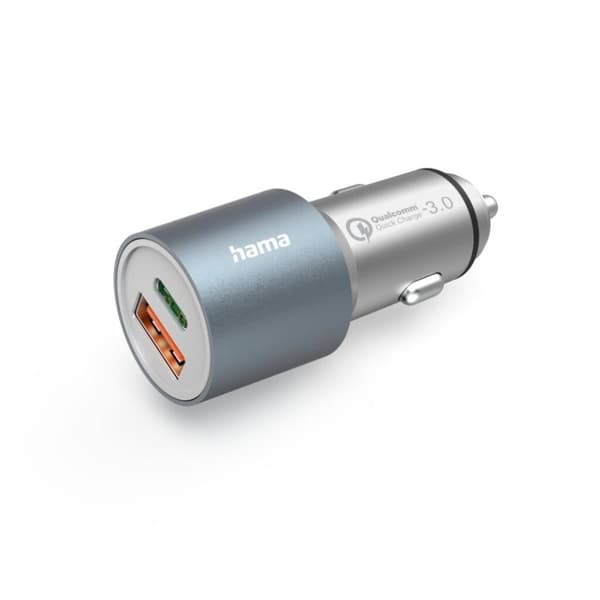 Hama Bil hurtigoplader 1x USB-C PD 1x USB-A QC 38 W Metal Sølv