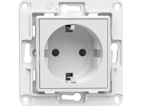 Shelly Wall Socket EU, Tyyppi E, Valkoinen, 1 kpl, 70 mm, 40 mm, 70 mm