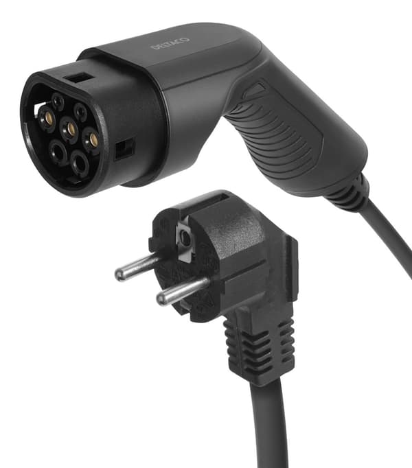 DELTACO e-Charge-lader Schuko til Type 2 - 6A - 1,5+4 meter