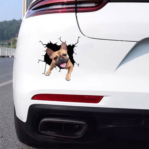 Klistermærke til bil - Bulldog hvalp