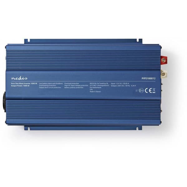 Nedis 1000W ren sinusinverter, 12 V DC - 230 V AC