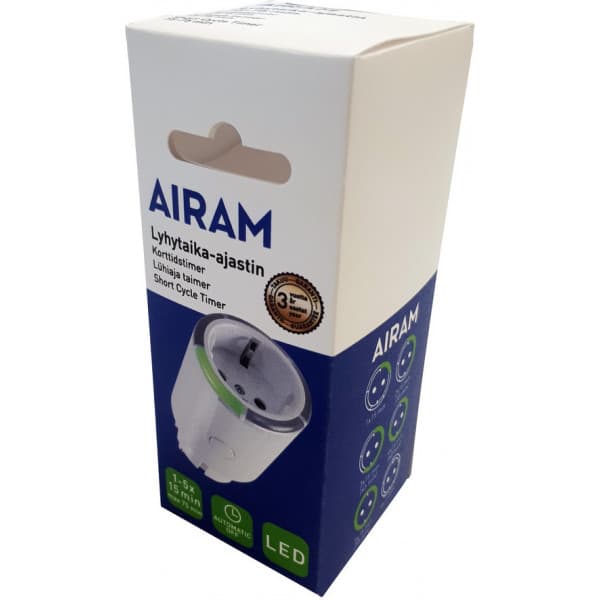 Airam 2623317 -lyhytaika-ajastin, 15-75 min, IP20