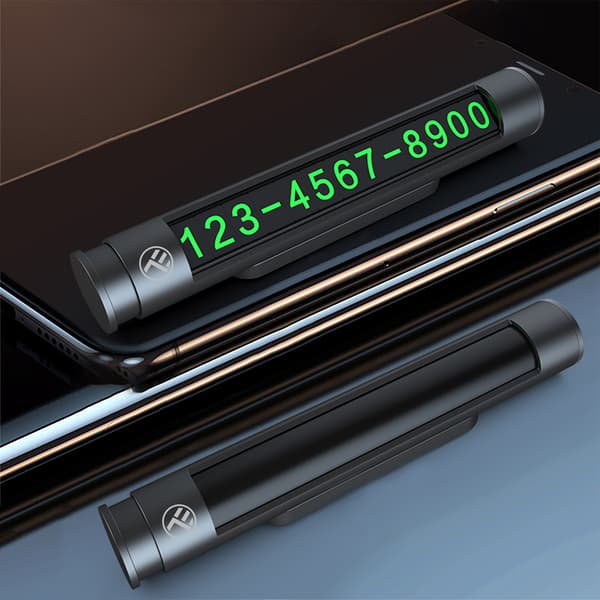 Tellur Temporary Car Parking Card For Two Phone Numbers Metallic Black