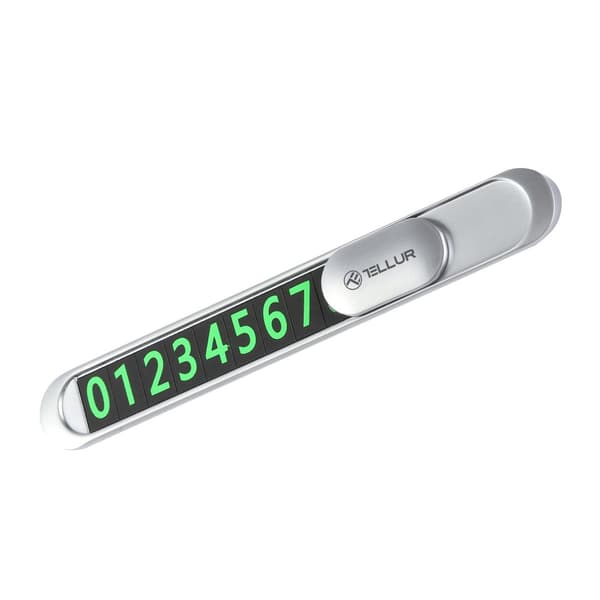 Tellur Temporary Car Parking Phone Number Card Metallic Silver