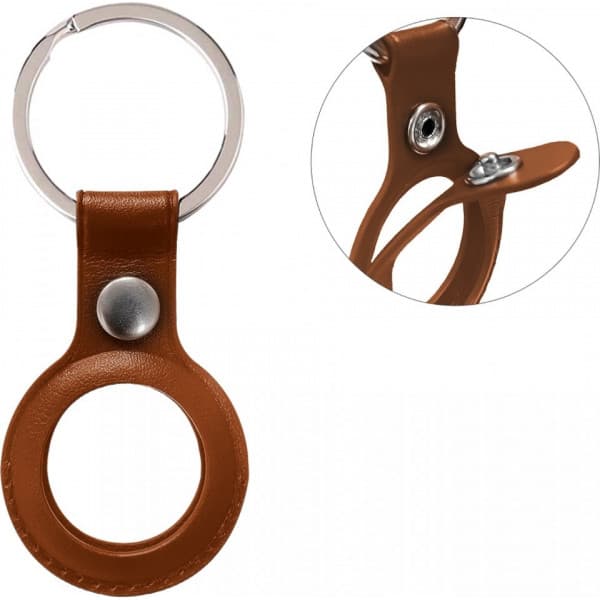 Wave Genuine Leather med nyckelring, Apple AirTag, brun
