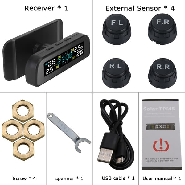Dæktrykssensor TPMS med solcelle
