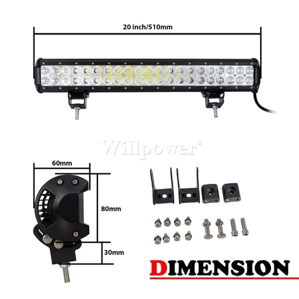LED-ljusramp, vattentät, universell passform, 44 tum Combo n Wire