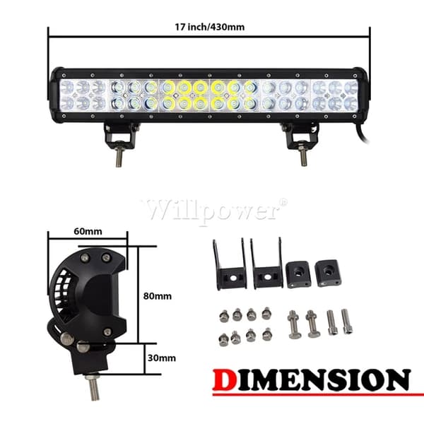LED lysbjælke, Vandtæt, Universal pasform, 44 tommer Combo n Wire