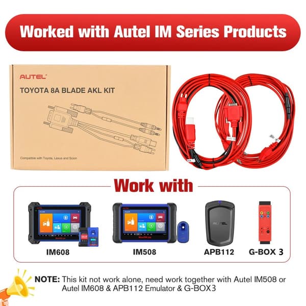 Autel Toyota 8A AKL -kaapeli Blade Key, kaikki avaimet kadonneet -sovitin, Autel Key Programming -lisävaruste
