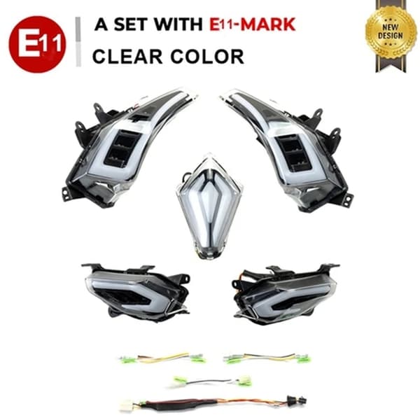 TMAX 530 Bakbromsljus, LED Blinkers, E-MARK E11, KLAR SET