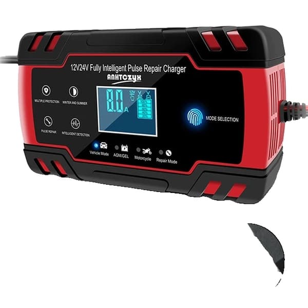 Auton akkulaturi, kosketusnäyttö, pulssikorjaus, EU-pistoke punainen EU Plug Red