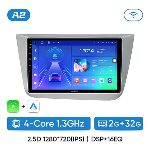 Bilradio, Carplay kompatibilitet, 4G Wifi forbindelse, A1 1G 32G LHD