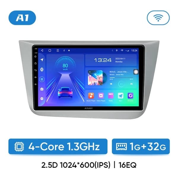 Bilradio, Carplay kompatibilitet, 4G Wifi forbindelse, A1 1G 32G LHD