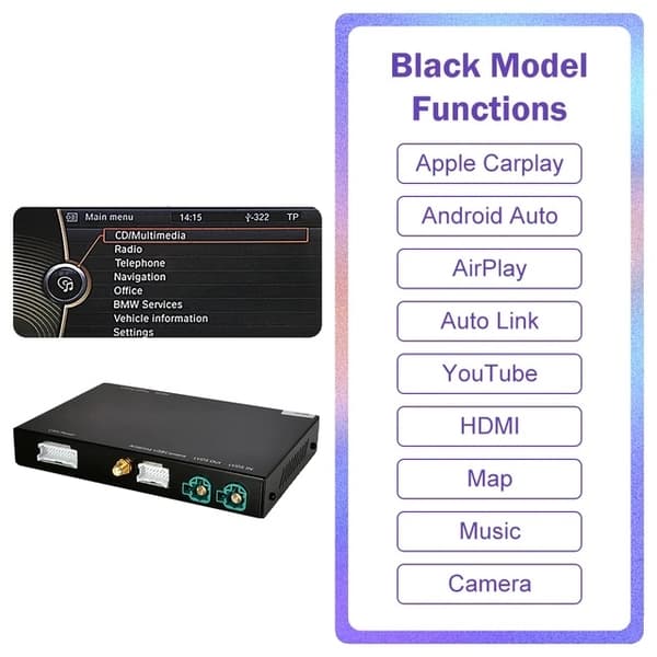 Apple Carplay, Trådløs forbindelse, Android Mirror Link, CIC System sort