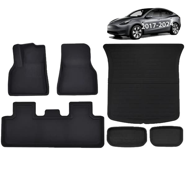 Tesla Model Y Gulvmåtter, 3D Design, Kraftig Non Slip , M3 LHD gulvmåtte MY LHD 17-24 6PCS