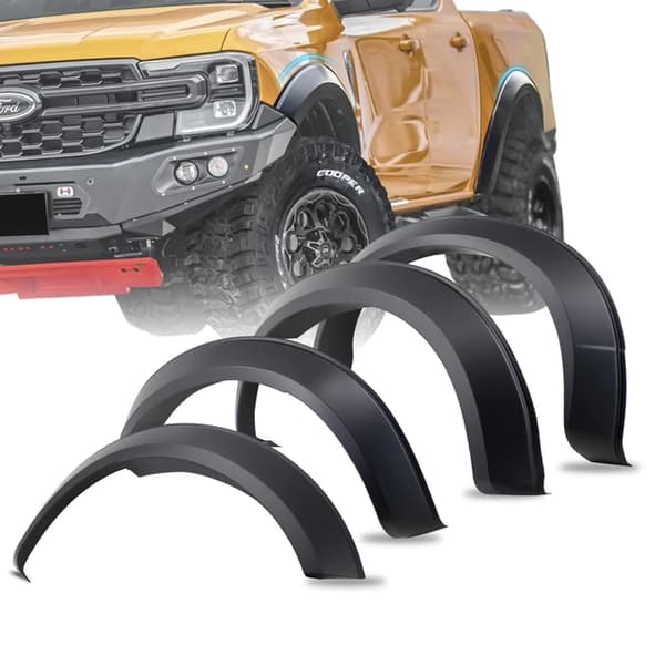Fender Flares -pyöränkaaret, yhteensopiva Ford Ranger T9 2022 2023+ kanssa, etupuskuri sisältyy, etupuskurilla varustettu